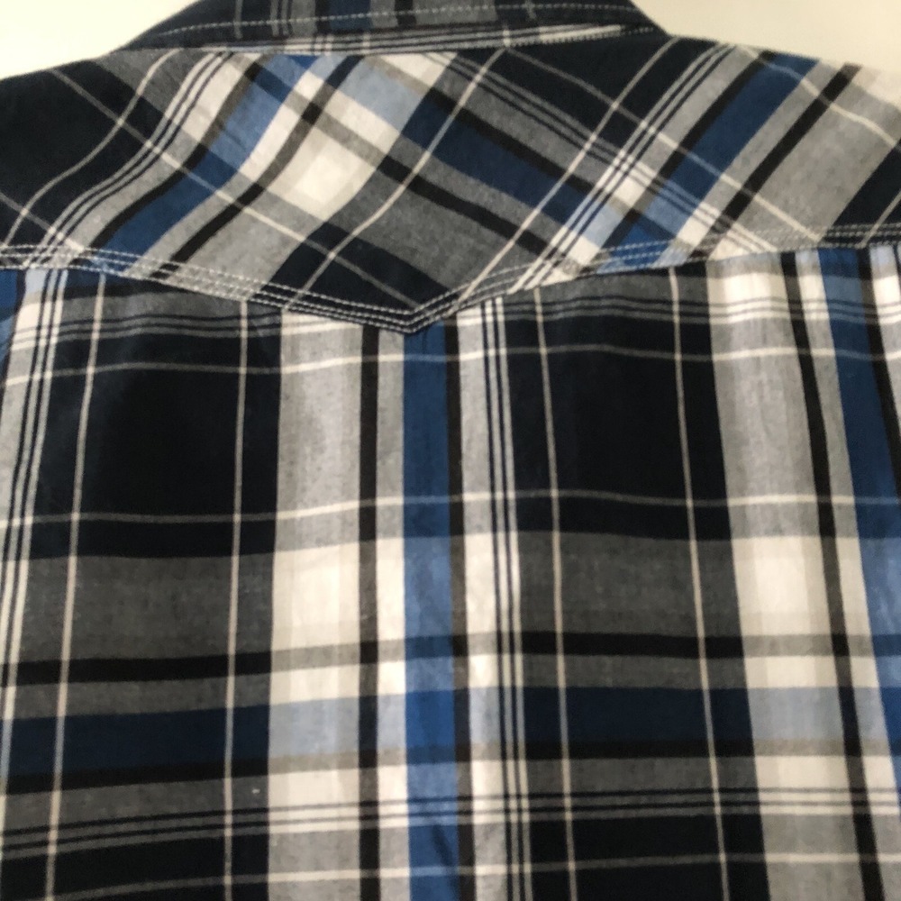 Reclaim Mens Western Blue Plaid Pearl Snap Down Long Sleeve Shirt XXL - Picture 10 of 10